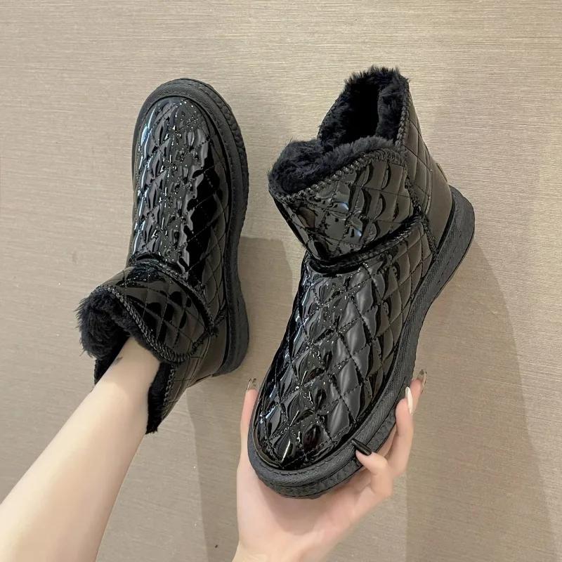 Fashion Women Snow Boots Winter Warm Plush Boots Women Waterproof Slip-on Women Shoes Flat Casual Winter Shoes Ankle Boots For