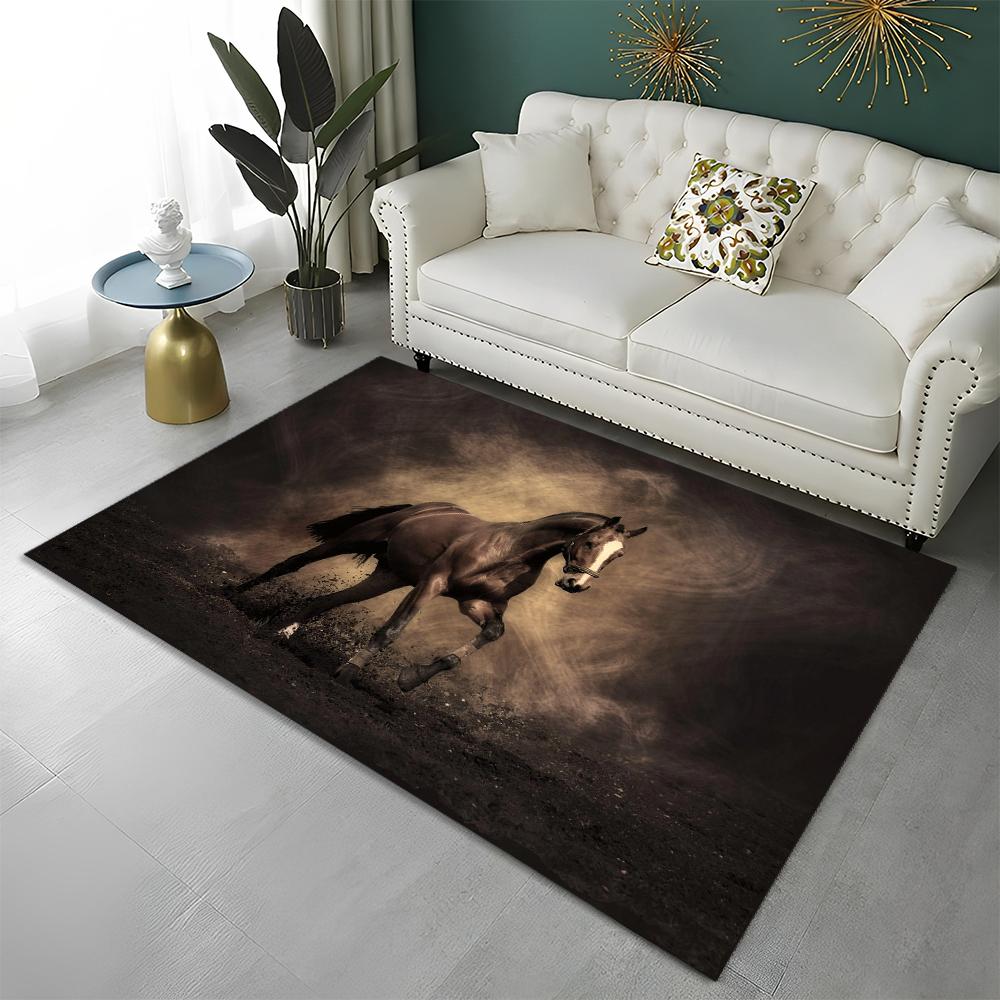 3D Animal Pentium Gallant Horse Steed Carpet Rug for Home Living Room Bedroom Sofa Doormat Decor,kid Area Rug Non-slip Floor Mat