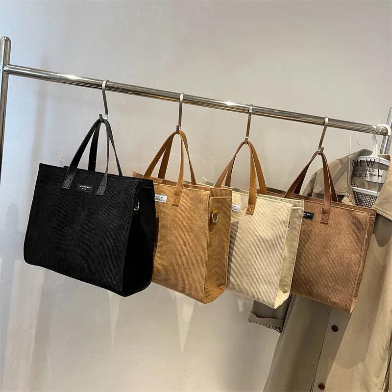 Corduroy women handbag  large capacity Shoulder Crossbody Bag for Woman Vintage Shopper Shopping Bags Casual Ladies big Totes