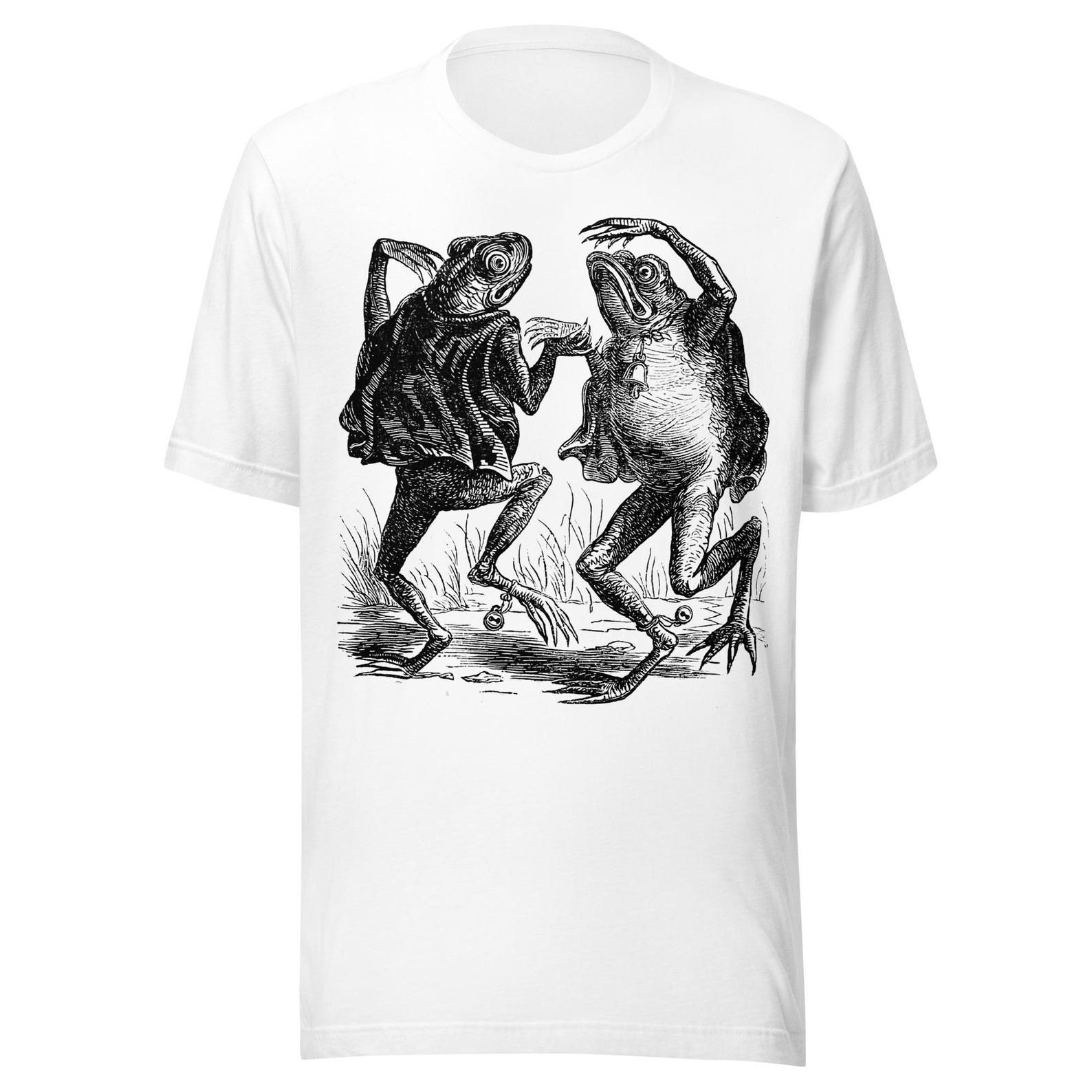 Frogs dancing Gothic gravure grungy art magical toads dance t-shirt 4XL