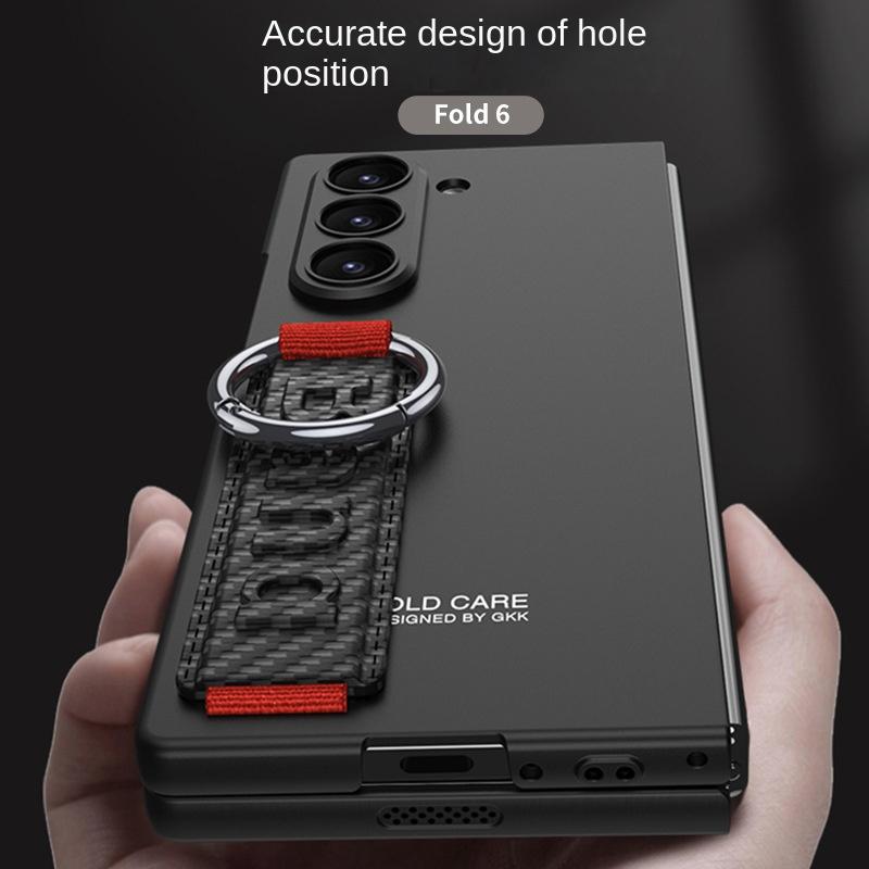 Wrist Strap Ring Holder Phone Case for Samsung Galaxy Z Fold 7 6 Fold6 5G Hard Shell Fall Prevention Shockproof Cover