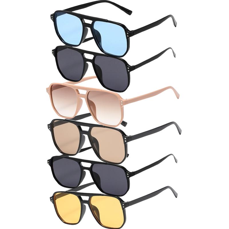 

6pcs Combination Fashion Eyeglasses Rivet Double Beam Men s Sunglasses Pilot Sun Glasses Cross-border Riding Driving Eyewear