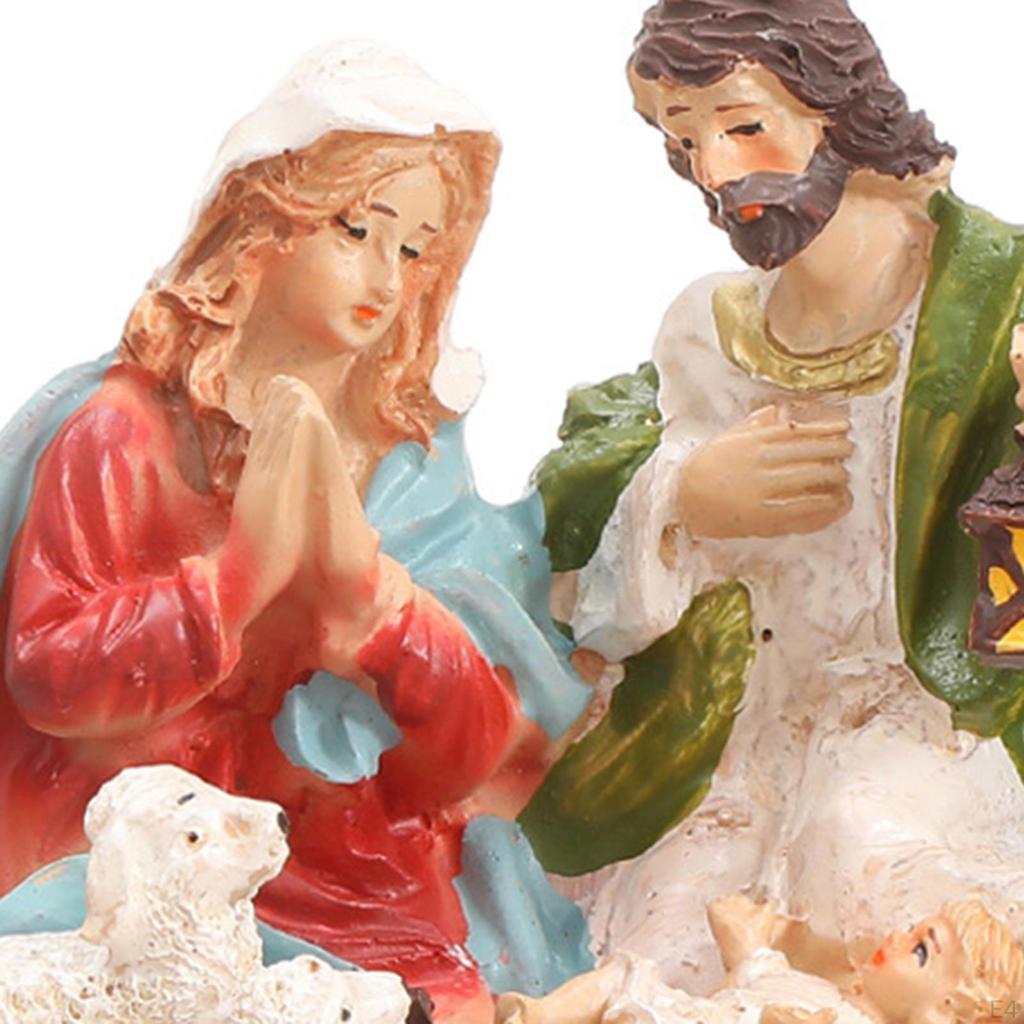 Birth of Jesus Figurine Christmas Statue Crafts Home Decoration Collection Ornament Desktop Resin