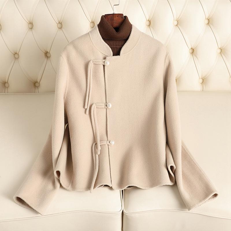 

Женское двустороннее шерстяное пальто высокого класса - в китайском стиле, короткое, маленького размера, осень/зима S (90-105 cm)