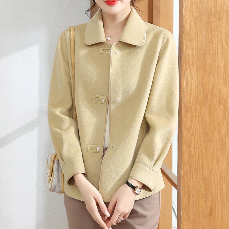 

XUEXI Women s 2025 Spring Elegant Lapel Double-faced Coat 2XL