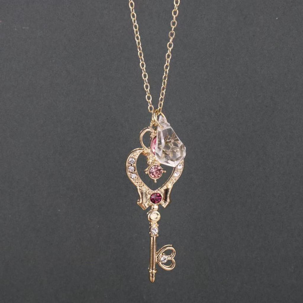 Sailor Moon Halskette für Schlüssel der Zeit und Kristallstern-Kompaktpuder Pretty Guardian Accessoire Kosmetik Frauen, Weltraum, Halskette, Anhänger,