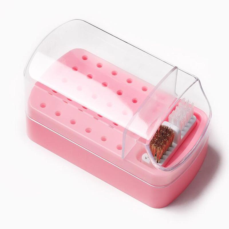 

Коробка для хранения головок лака для ногтей с 30 отверстиями, коробка для хранения с защитой от пыли для дизайна ногтей с чистящей головкой-щеткой, которую можно использовать в качестве подставки для дисплея