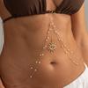 Waist Chain, Adjustable Sexy Style, with Oil-Dropping Flower Sun Pendants Belly Chain, for Women Beach Bikini Party