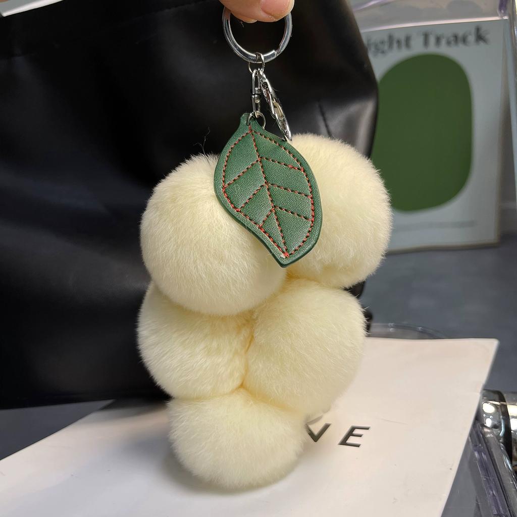 Real Rex Rabbit Hair Small Grape Bag Pendant Ins Internet Celebrity Cute Pom-pom Car Keychain Pendant Accessories Female