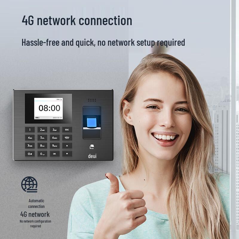 Deli Smart Cloud Fingerprint Attendance Machine 3960 CN Plug (adapter Included)