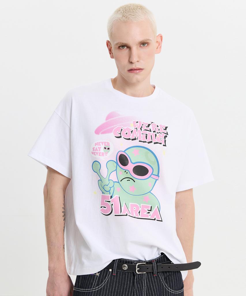 HOODHOOD 51Area Alien Short Sleeve T-Shirt White