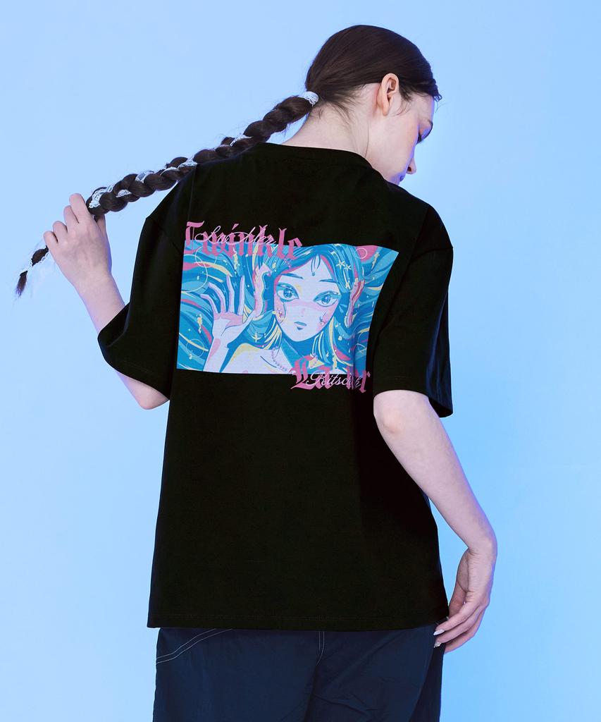 Kichipichi Siren Semi-Overfit Sorona Short Sleeve T-Shirt Black (Kf2Lts004)