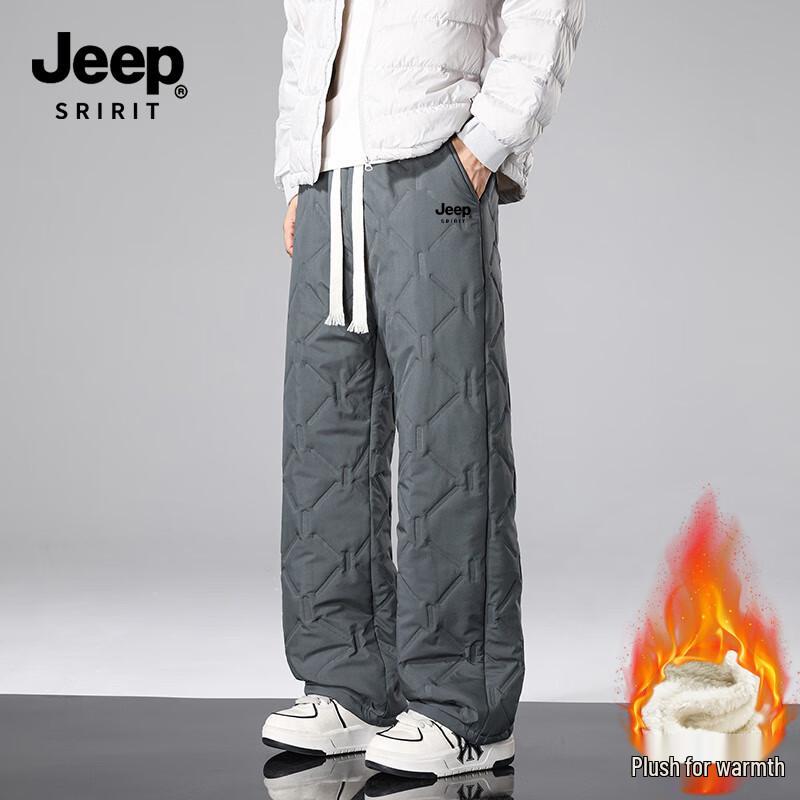 

JEEP SPIRIT Men s Thickened Fleece-Lined Casual Pants 4XL