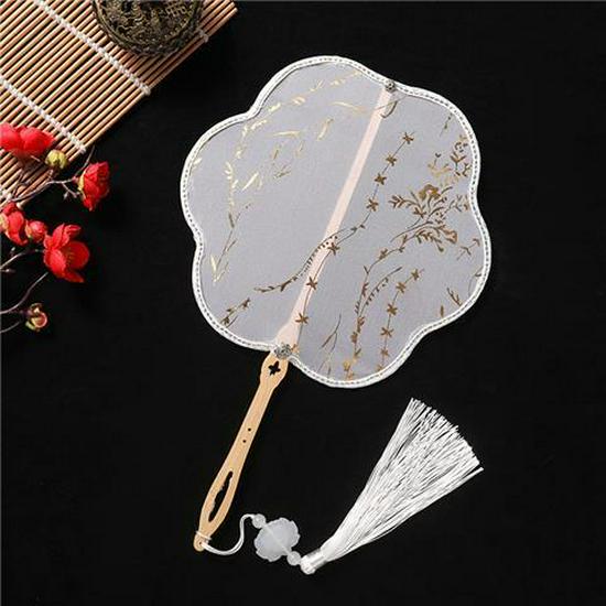 

Винтажный круглый веер из ивовых веток с необычной ручкой - Полупрозрачный, дизайн «Сказочное облако»