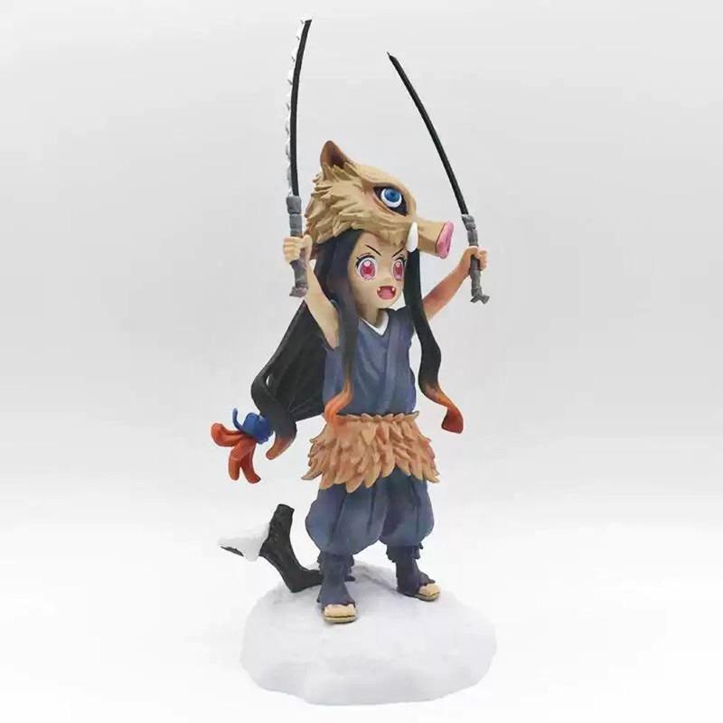 TrendyToys 20cm Dämonentöter Figur :Piggy Beans Cos Nezuko & Inosuke Hashibira PVC Actionfigur Anime Dekoration Sammlerstücke Spielzeug