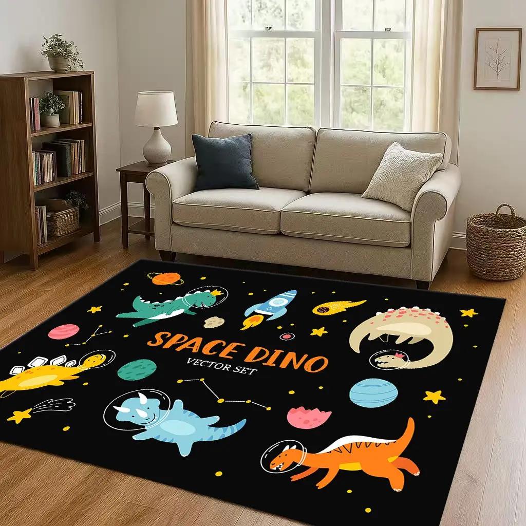 2026 New Space Dinosaur Cartoon Dino Art Living Room Non-Slip Area Rug Carpet for Bedroom Kids Playroom Sofa,Home Decor Doormat
