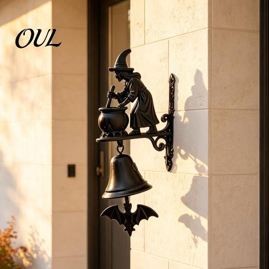 Retro Farmhouse Decor Vintage Witch Doorbell, 3D Decorative Brewing Medicine Door Bell, Halloween Heavy Duty Metal Bell Gothic Wind Chime with
