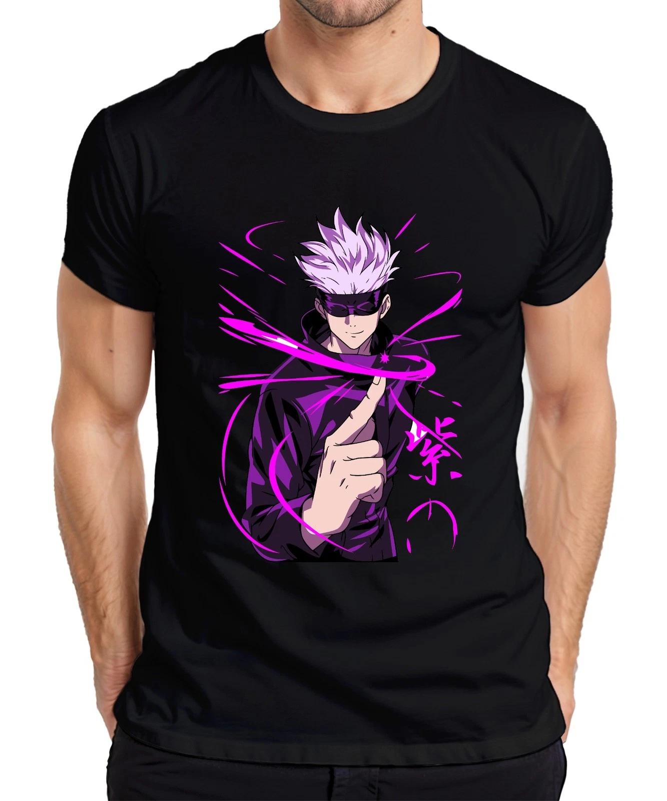 Jujutsu Kaisen Satoru Gojo Augenbinde lila Energie Fan Geschenk Herren T-Shirt XL