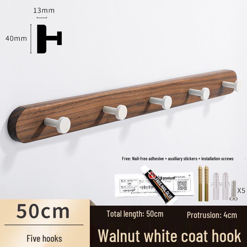 Solid Wood No-Punch Adhesive Coat Rack: Tiered Entryway/Wall/Door Mount Hanger