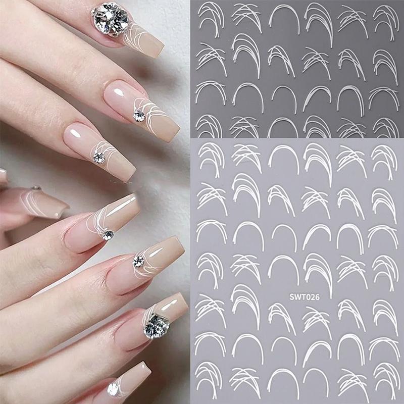 Fashion French 3D Simplified Line Nail Art Stickers Irregular Line Press On Nails Decals Manicure Decorations Diy