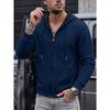 Men S Textured Waffle Knit Hooded Pocket Cardigan Sweatshirt