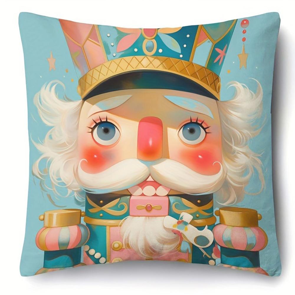 Christmas Nutcracker Themed Pillowcases: Merry & Bright Designs Sofa Bed Cushion Cover, New Year Home Decoration