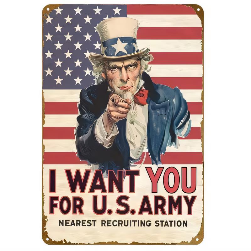 Tin Sign I Want You For US Army Vintage Uncle Sam Patriotic Metal Wall Plaque Retro for Home Bar Garage Man Cave Decor Gift
