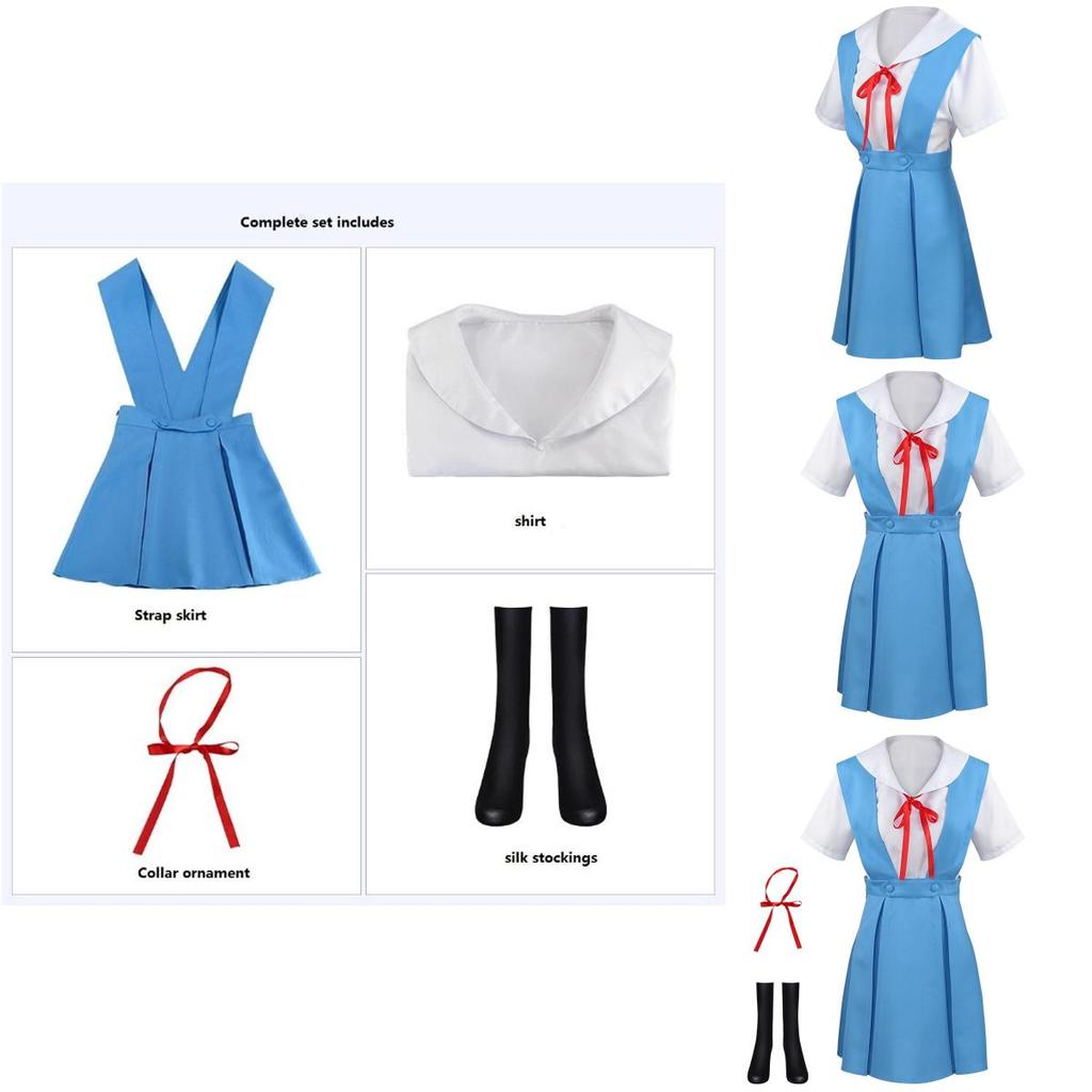 Gk-o Anime Ayanami Rei Asuka Langley Sohryu School Uniform Cosplay Costume Polyester Material Authentic To Character Look