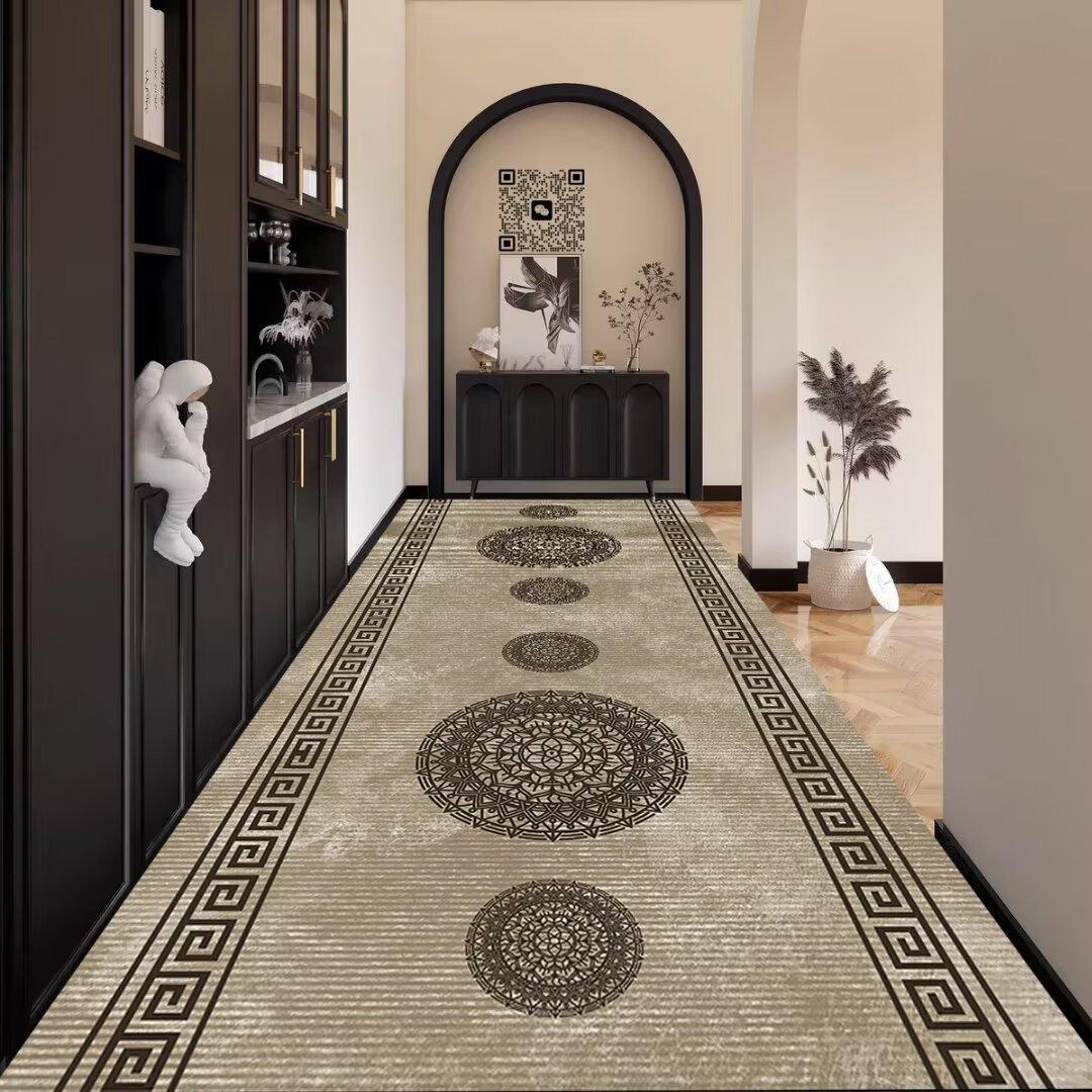 

European Style Simple Decorative Corridor Carpet Modern Line Long Soft Mat Elegant Staircase Corridor Plush Rug 60X100CM