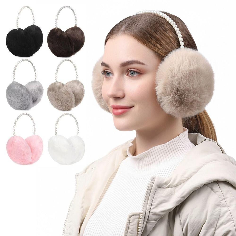 Protecting Ears Winter Plush Earmuffs Multifunctional Elegant Solid Color Fluffy Earmuffs