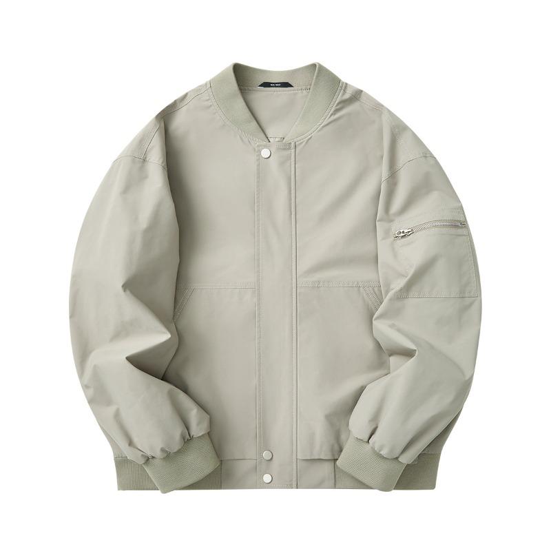 Spring New Men's Simple Solid Color Casual Baseball Collar Flying Suit Jacket