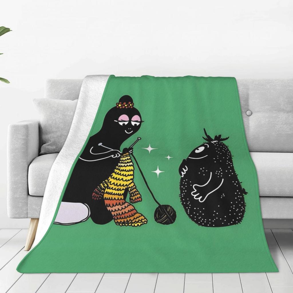 Custom Funny Cartoon Barbapapa Wallpaper Blankets Warm Flannel Throw Blanket For Sofa Office Bedspreads