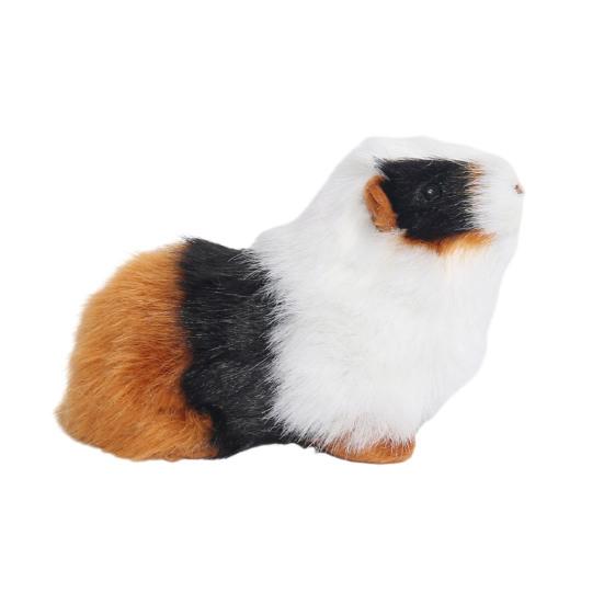Realistic Hamster Ornament Plush Guinea Pig Model Furry Hamster Replica for Home Desk Shelf Car Interior Decor