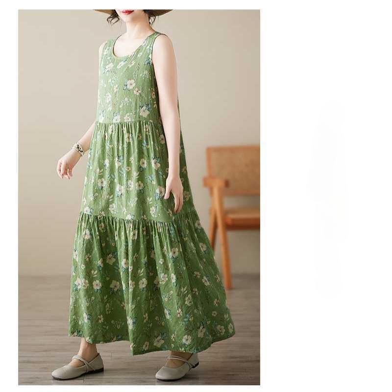 Summer Beach Dress Round-neck Sleeveless Dress