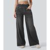 Nuovi Jeans Larghi Elasticizzati a Gamba Larga a Vita Alta Primavera ed Estate, Jeans da Donna e Pantaloni Lunghi a Gamba Larga Snellenti e Aderenti