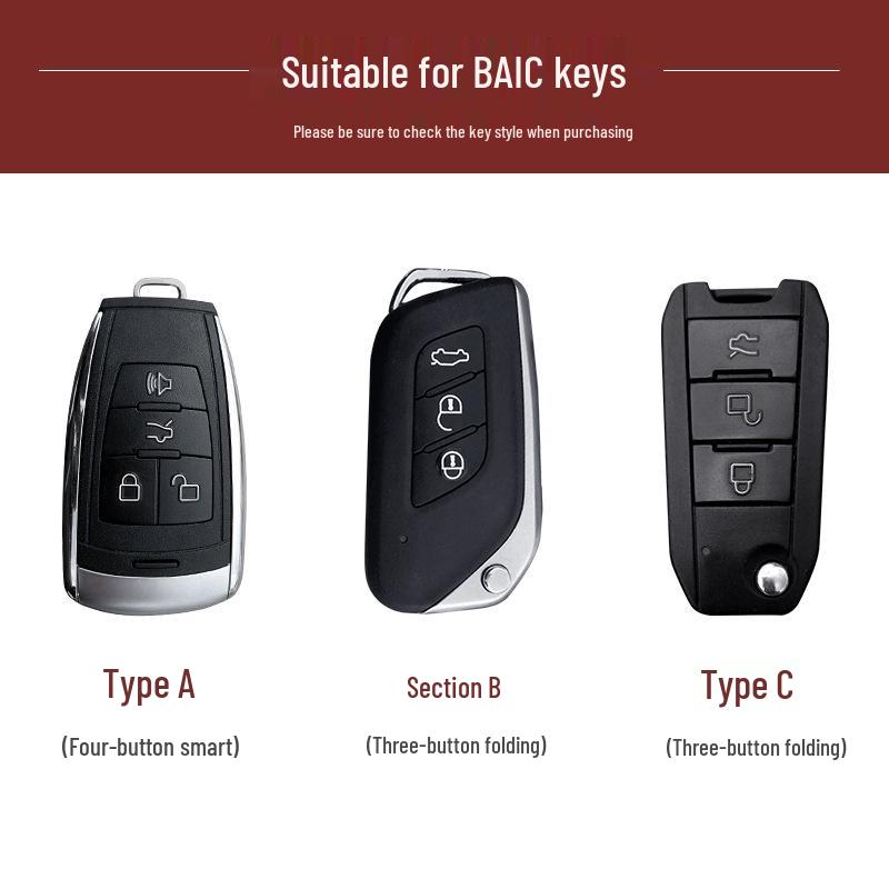 BAIC Senova & Weiwang Car Key Case for D50, X25, X35, X55, X65, D60, D70, S50, BJ40/80