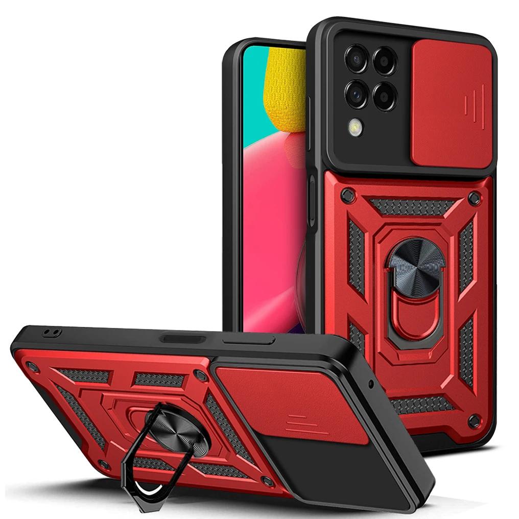 Carcasă Armură Rezistentă la Șocuri Pentru Samsung Galaxy M52 M32 M22 M51 M23 M33 M62 M12 F23 5G Fereastră Glisantă cu Buton Inel Magnetic Carcasă Cover