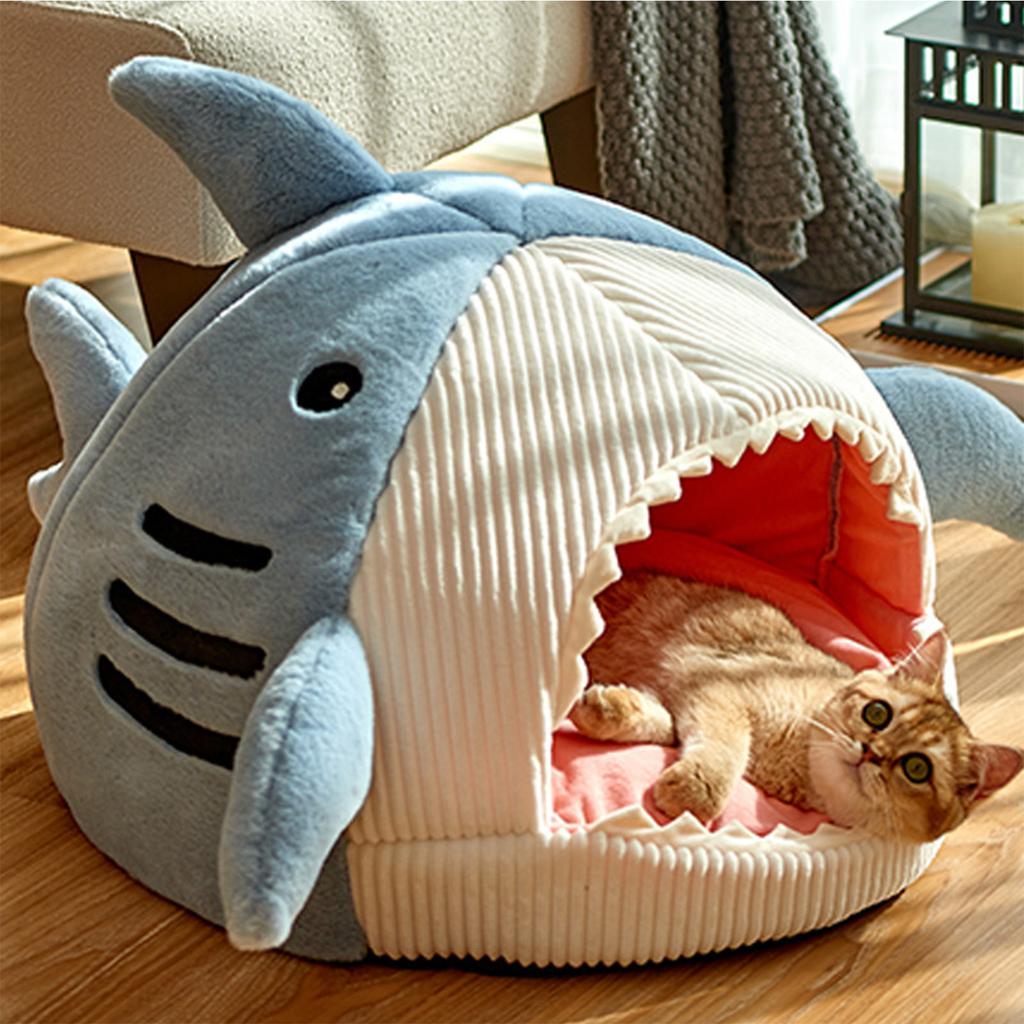 Cat Cave Bed Cat Cave Mat House Shark Shaped Warm Versatile Decorative Cozy Soft Cat Cave Bed for Dog Pet Shark Shaped Cat House