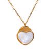Yhpup Stainless Steel Natural Shell Heart Pendant Romantic Necklace Gift Fashion Collar Neck Jewelry for Women Bijoux Femme