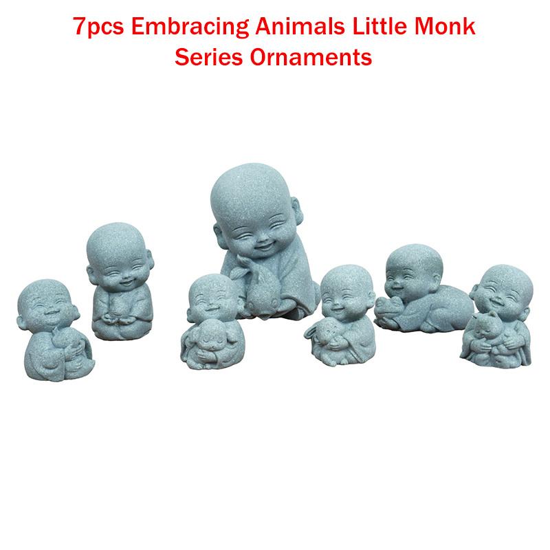 Zen Garden Animal Monk Resin Statue Stone Decor for Outdoor Meditation Home Spiritual Ambiance