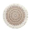Elegant Jute Placemats With Tassels Heat Insulation Mats Dining Table Embroidery Tassels Table Mat Pad Tableware Coaster Party