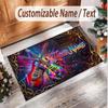 Music Guitar Theme Soft Crystal Velvet Rug Custom Name & Text Print Non Slip Floor Rug for Bedroom Living Room