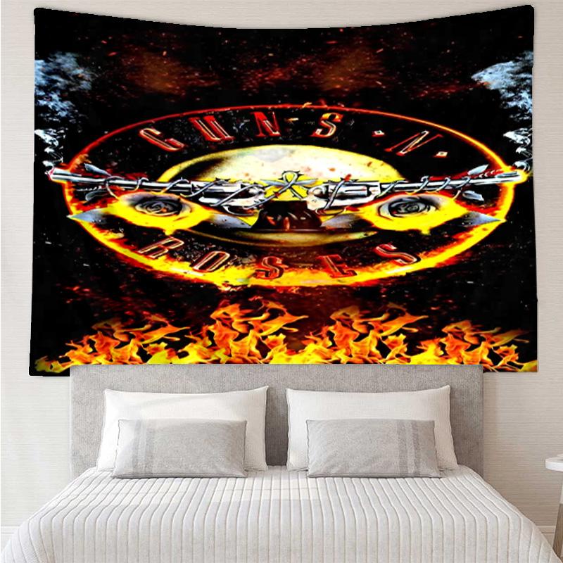 Guns Roses Fire Logo Tapestry, Unique Design Tapestry, Wall Decor for Bedroom,Livingroom, Playroom,Heartwarming Fan Holiday Gifts