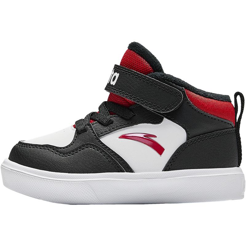 Anta Kids Trendy Comfortable Lightweight Shock Absorbing Warm Mid-Top Walking Shoes Baby Shoes White Black A12440060-1