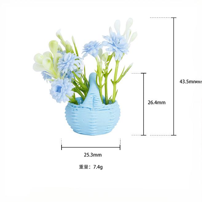 5Pcs Multicolors Flower Basket Miniatures Resin Desktop Ornaments Fairy Garden Decoration Moss Terrarium Micro Landscape