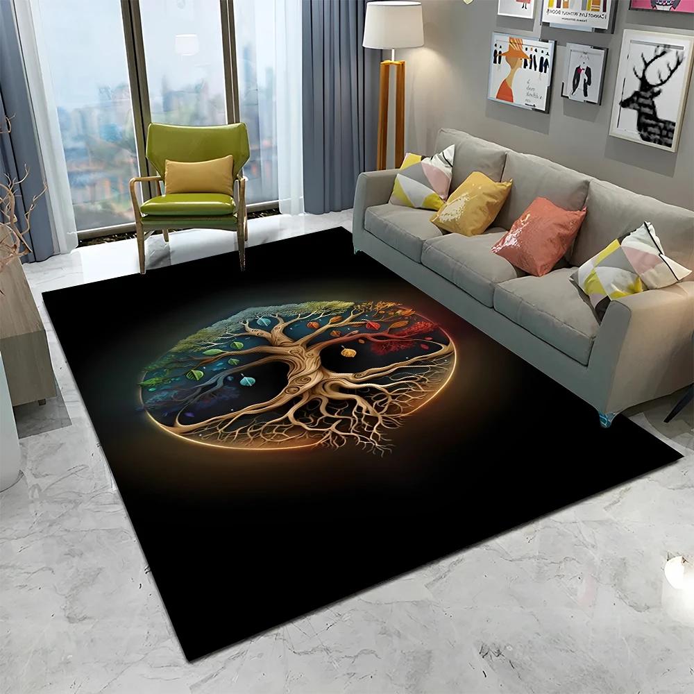 Viking Noorse Yggdrasil Levensboom Tapijt Vloerkleed voor Huis Woonkamer Slaapkamer Bank Deurmat Decoratie, Kinderkamer Vloerkleed Antislip Vloermat