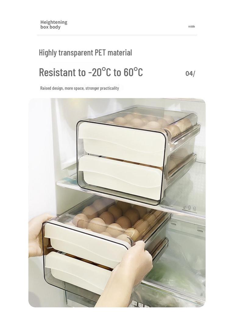 Szuflada na jajka do lodówki - Pojemnik Fresh-Keeping klasy spożywczej, Organizer na tackę na jajka, Niezbędny w kuchni.