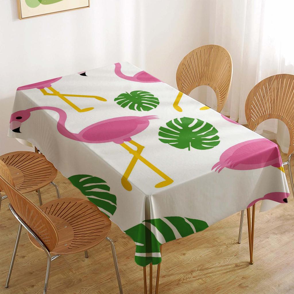 Tropical Flamingo Rectangular Polyester Tablecloth for Dining and Coffee Tables