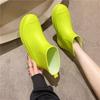Woman's New Flat Sole High Top Rain Boots Thick Sole Non Slip Four Seasons Round Toe Slip On Waterproof Kitchen Work Boots