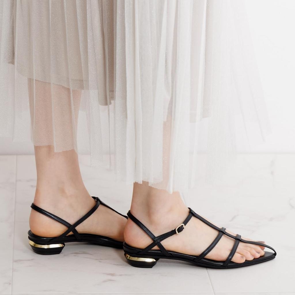 HIMIKO/Himiko/Pointed Toe T-Strap Sandals/651213 Black 230